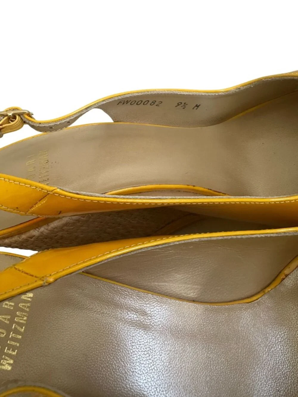 STUART WEITZMAN Yellow Patent Leather Wedges Size 9.5 - Picture 9 of 10